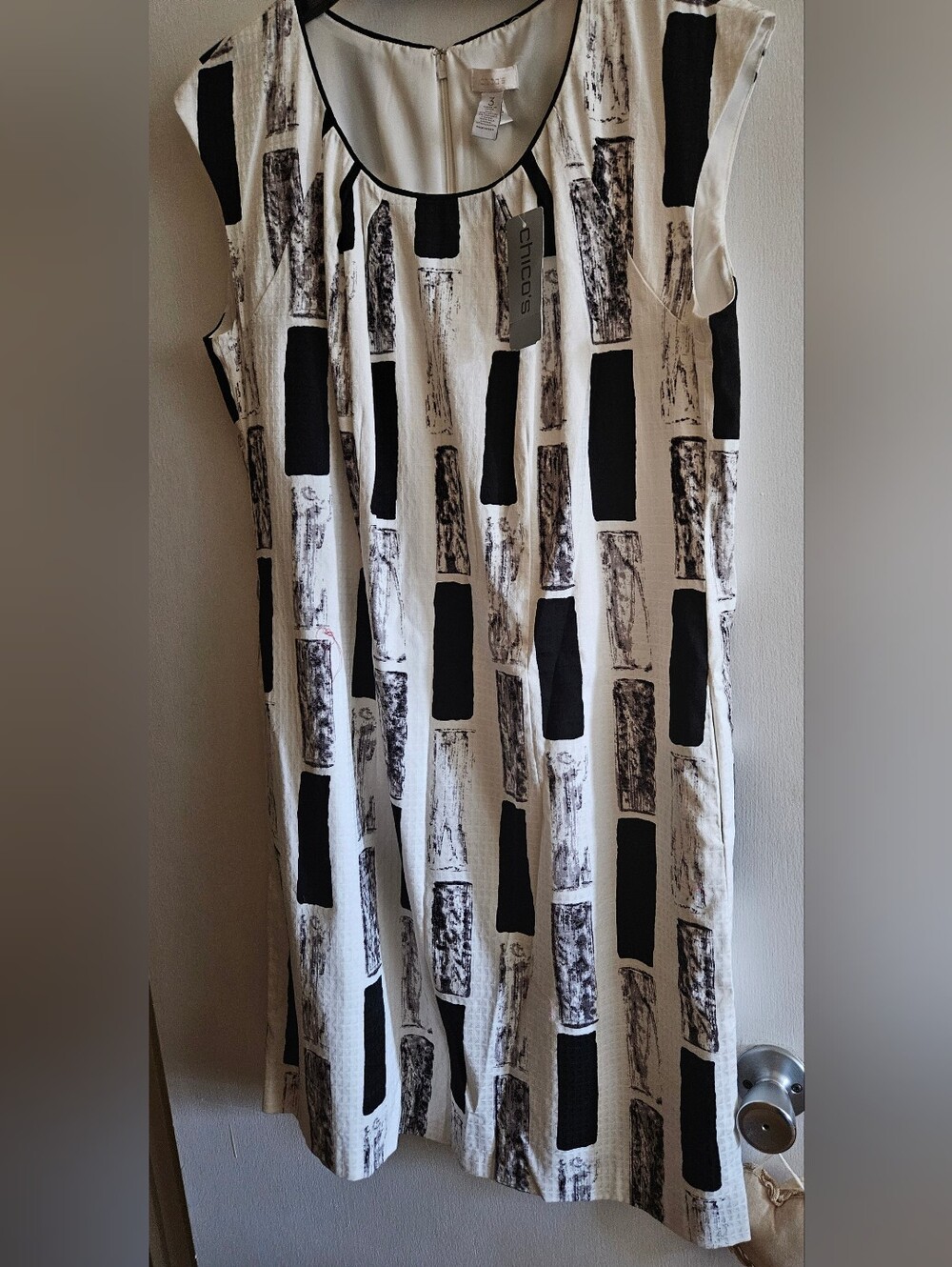 Chico's Black and White Geometric Maxi Skirt
